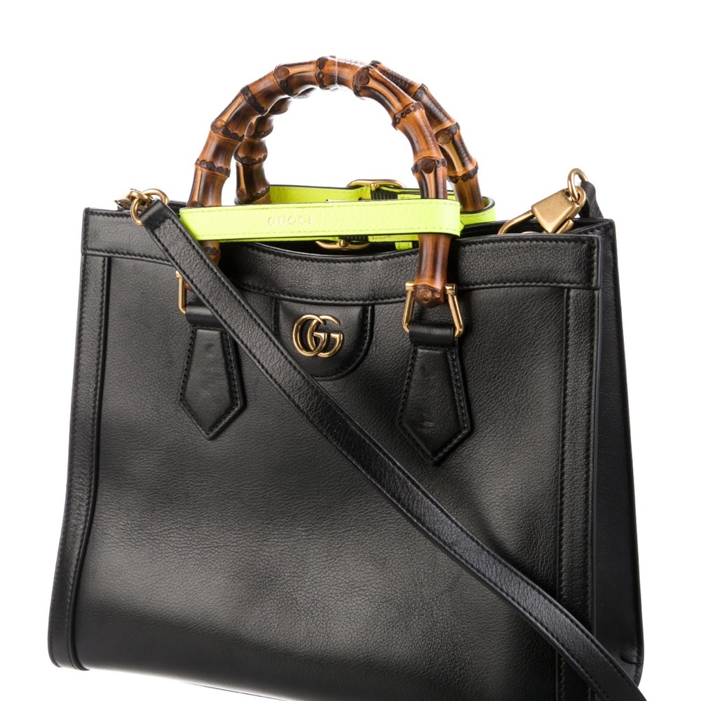 Gucci Black Leather Small Diana Tote with Bamboo Handles